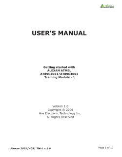 USER'S MANUAL Getting started with ALEXAN ATMEL AT89C2051/AT89C4051