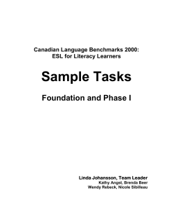 Sample Tasks Foundation and Phase I  Canadian Language Benchmarks 2000: