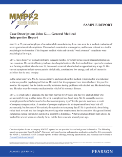SAMPLE REPORT Case Description: John G.— General Medical Interpretive Report