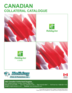 CANADIAN COLLATERAL CATALOGUE IHG Canadian Authorized Supplier