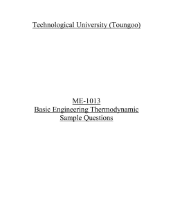 Technological University (Toungoo)  ME-1013 Basic Engineering Thermodynamic