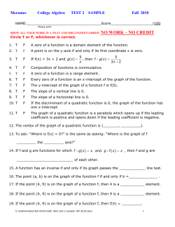NO WORK – NO CREDIT Meramec College Algebra TEST 2
