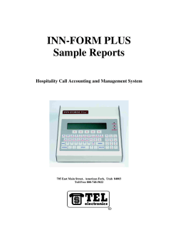 INN-FORM PLUS Sample Reports Hospitality Call Accounting and Management System