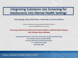 Integrating Substance Use Screening for Adolescents into Mental Health Settings