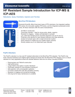HF Resistant Sample Introduction for ICP-MS &amp; ICP-AES Elemental Scientific PFA HF Kit