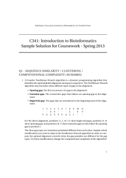 C341: Introduction to Bioinformatics Sample Solution for Coursework - Spring 2013