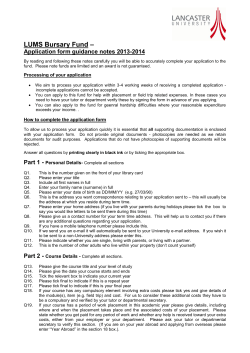 – LUMS Bursary Fund Application form guidance notes 2013-2014