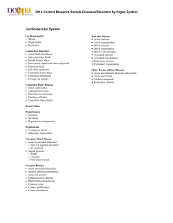 2014 Content Blueprint Sample Diseases/Disorders by Organ System  Cardiovascular System
