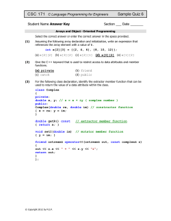 CSC 171 Sample Quiz 6  C Language Programming for Engineers