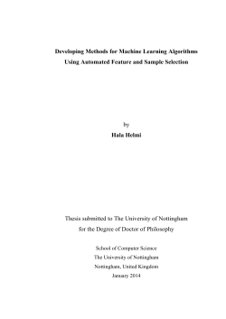 Developing Methods for Machine Learning Algorithms Hala Helmi