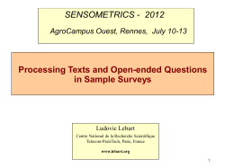 Processing Texts and Open-ended Questions in Sample Surveys SENSOMETRICS -  2012