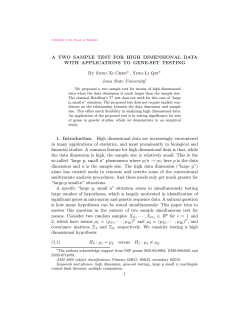 A TWO SAMPLE TEST FOR HIGH DIMENSIONAL DATA Chen n