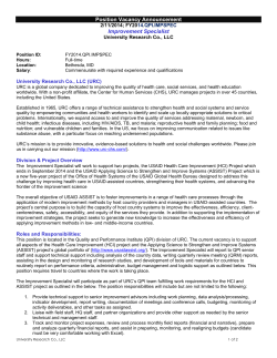 Position Vacancy Announcement Improvement Specialist  2/11/2014; FY20