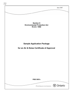 Sample Application Package  for an Air &amp; Noise Certificate of Approval