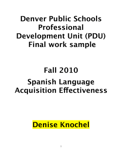 Denver Public Schools Professional Development Unit (PDU) Final work sample