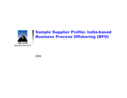 Sample Supplier Profile: India-based Business Process Offshoring (BPO) 2008