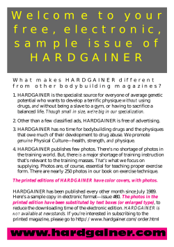 Welcome to your free, electronic, sample issue of HARDGAINER