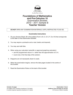 Foundations of Mathematics and Pre-Calculus 10 Teacher Version