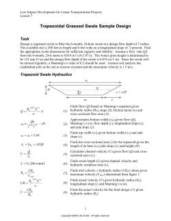 Trapezoidal Grassed Swale Sample Design Task