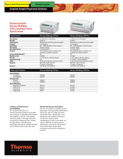Thermo Scientific Heraeus Multifuge 3 Plus Centrifuge Series Specifications