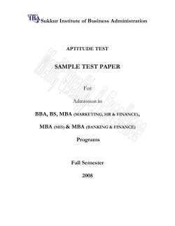 SAMPLE TEST PAPER Sukkur Institute of Business Administration BBA, BS, MBA ,