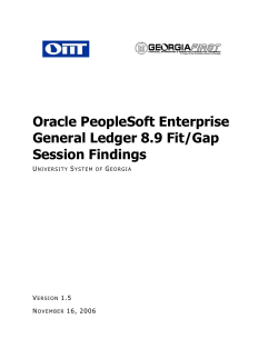 Oracle PeopleSoft Enterprise General Ledger 8.9 Fit/Gap Session Findings U