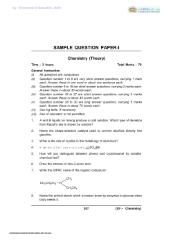 SAMPLE  QUESTION  PAPER-I Chemistry  (Theory)