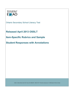 Released April 2013 OSSLT  Item-Specific Rubrics and Sample Student Responses with Annotations