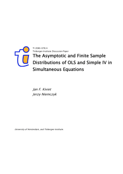 The Asymptotic and Finite Sample Simultaneous Equations Jan F. Kiviet