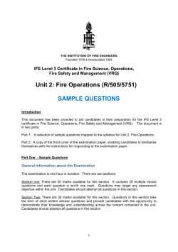 Unit 2: Fire Operations (R/505/5751) SAMPLE QUESTIONS