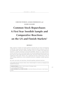 Common Stock Repurchases A First Year Swedish Sample and Comparative Reactions