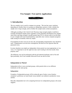 Two Sample t Test and its Applications Data Analysis II 1. Introduction