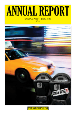 ANNUAL REPORT SAMPLE NIGHT LIVE, INC. 2011 WWW.SAMPLENIGHTLIVE.COM