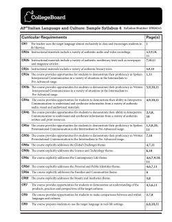 AP Italian Language and Culture: Sample Syllabus 4 Curricular Requirements Page(s)