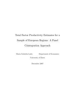Total Factor Productivity Estimates for a Cointegration Approach Maria Gabriela Ladu