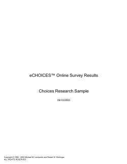 eCHOICES™ Online Survey Results Choices Research Sample 09/10/2003