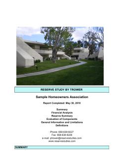 Sample Homeowners Association RESERVE STUDY BY TROWER
