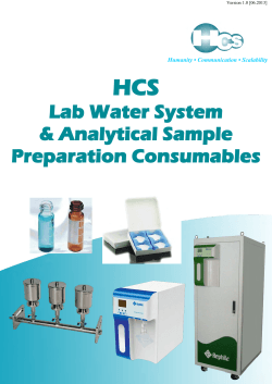 HCS Lab Water System &amp; Analytical Sample Preparation Consumables