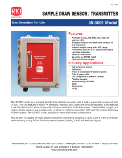 SAMPLE DRAW SENSOR / TRANSMITTER 35-3001 Model Features Gas	Detection	For	Life