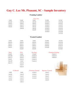Guy C. Lee Mt. Pleasant, SC - Sample Inventory Framing Lumber