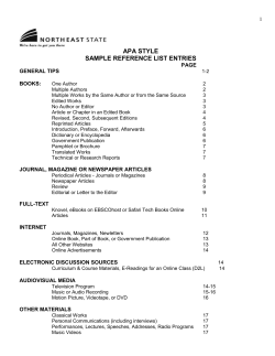 APA STYLE SAMPLE REFERENCE LIST ENTRIES 1