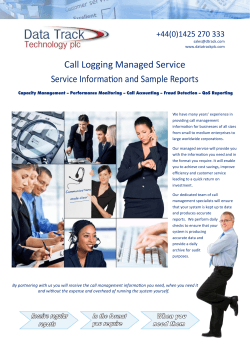 Call Logging Managed Service Service Information and Sample Reports +44(0)1425 270 333