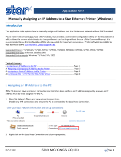 Manually Assigning an IP Address to a Star Ethernet Printer... Application Note Introduction