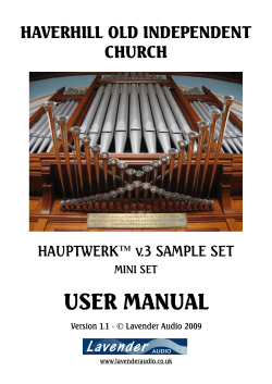 USER MANUAL HAVERHILL OLD INDEPENDENT CHURCH HAUPTWERK™ v.3 SAMPLE SET