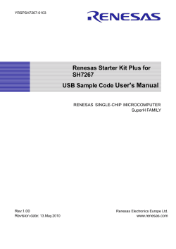 User's Manual Renesas Starter Kit Plus for SH7267 USB Sample Code