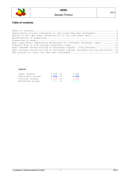 VERD Table of contents Sample Printout