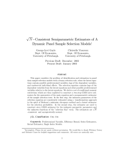 √ K−Consistent Semiparametric Estimators of A Dynamic Panel Sample Selection Models .