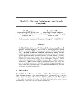 SEARCH, Blackbox Optimization, And Sample Complexity Hillol Kargupta David E. Goldberg
