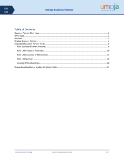Job Aid  Table of Contents