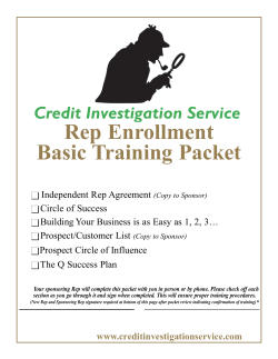 Rep Enrollment Basic Training Packet Credit Investigation Service